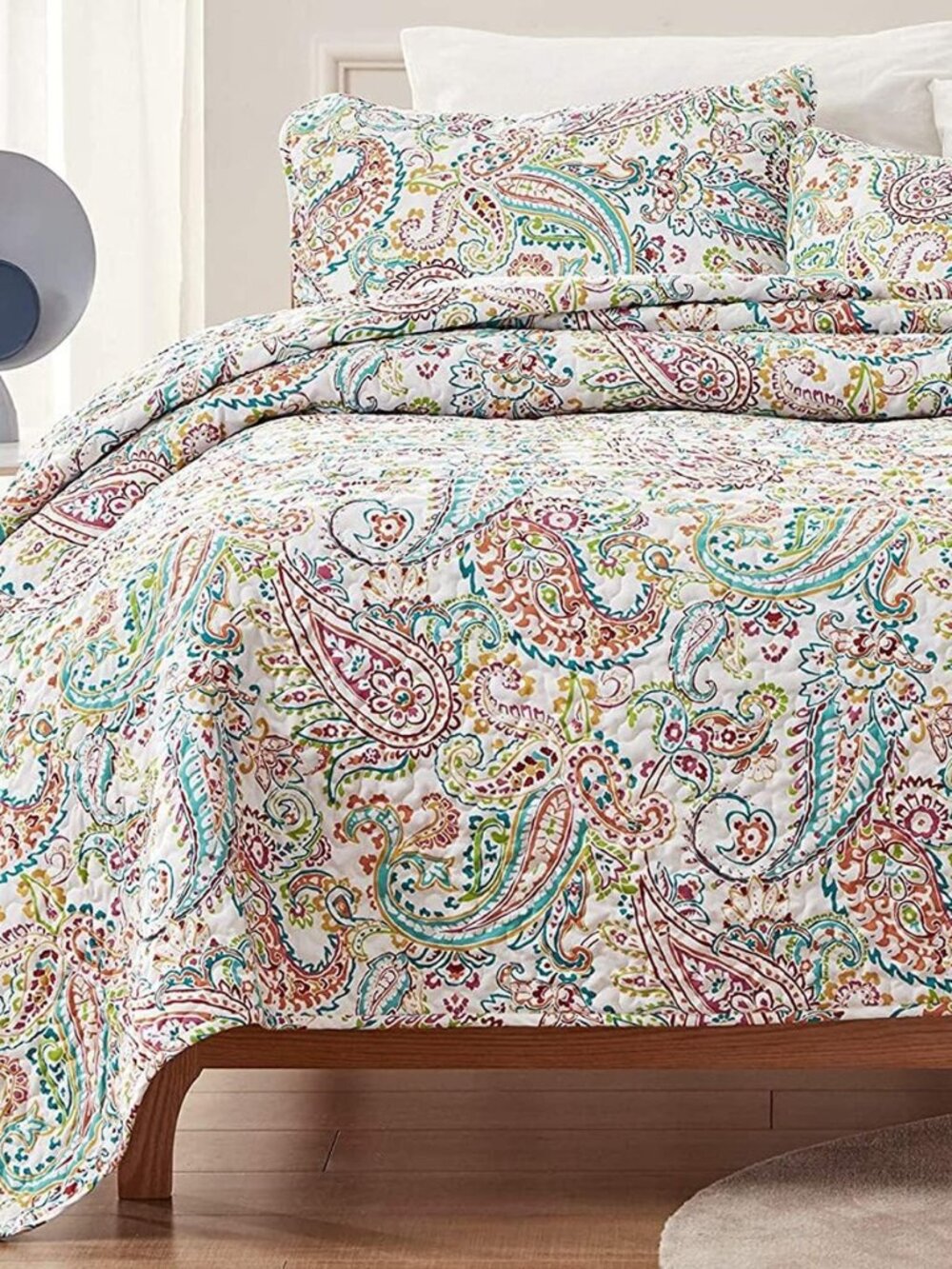 3-Piece Printed Quilt Set - Full/Queen Size - Lightweight Reversible Bedding